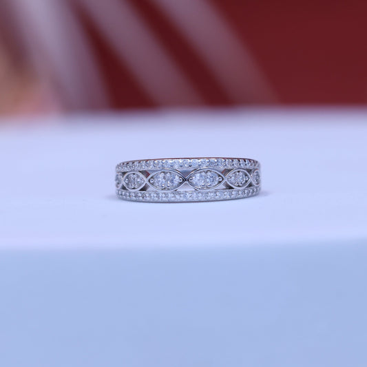 Moissanite Diamond Band Ring in 92.5 Sterling Silver