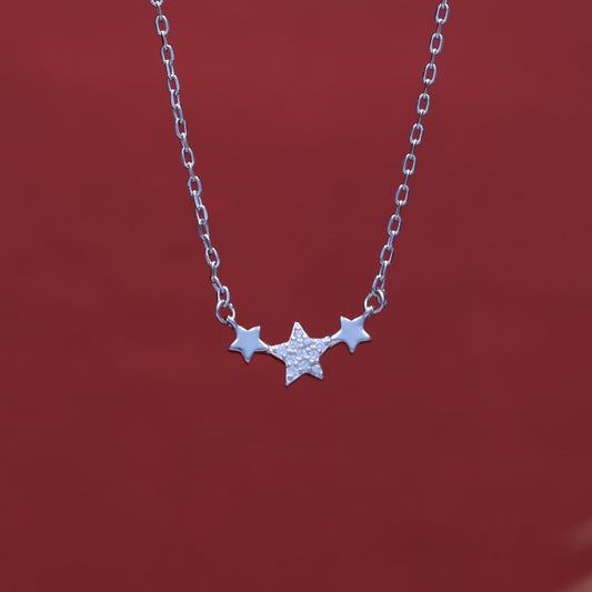 92.5 Sterling Silver Chain Necklace with Moissanite Diamond / Lab grown diamond