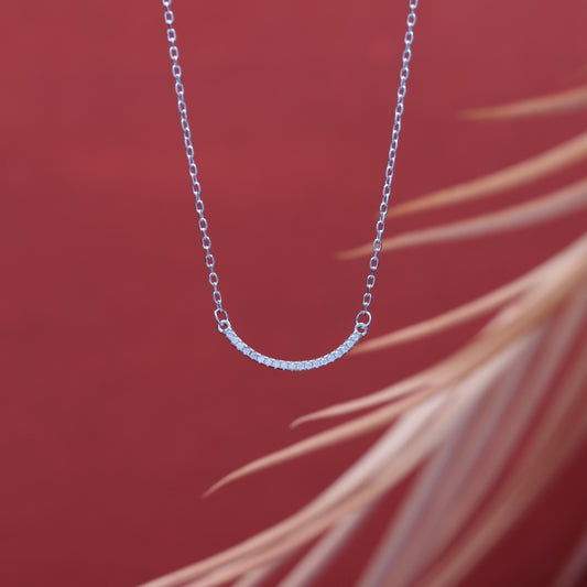 92.5 Sterling Silver Chain Necklace with Moissanite Diamond / Lab grown diamond - Minimalist Design