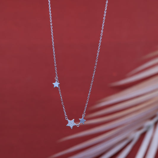 Dazzling Star Chain in 92.5 Sterling Silver with Moissanite Diamonds/ Lab grown diamond