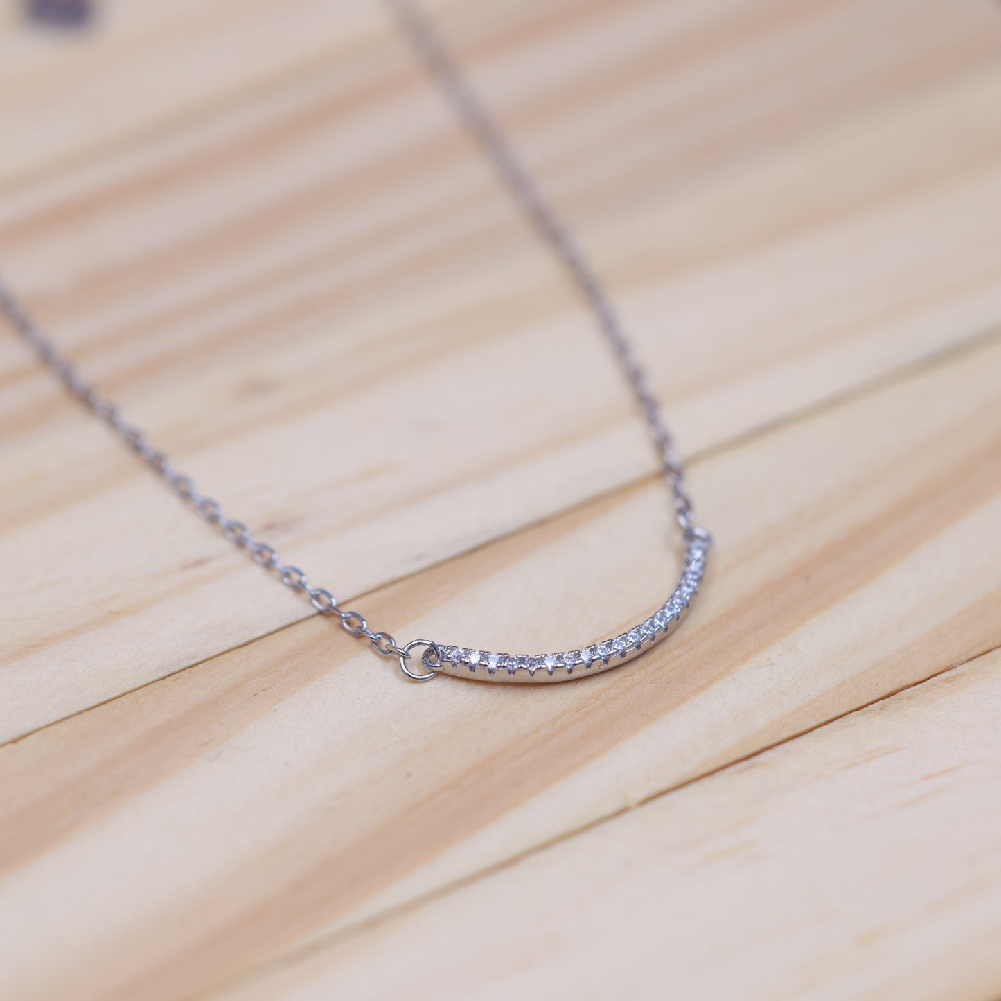 92.5 Sterling Silver Chain Necklace with Moissanite Diamond / Lab grown diamond - Minimalist Design