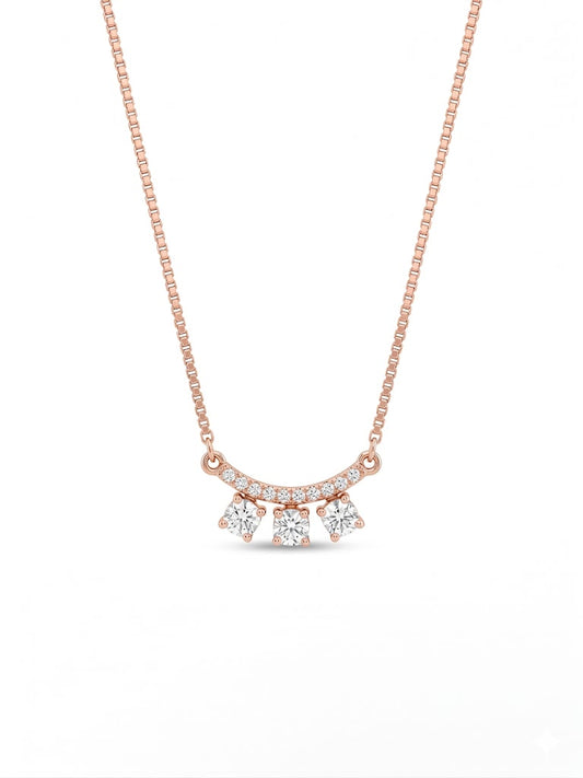 14K Rose Gold Lab Grown Diamond 3-Stone Pendant Necklace