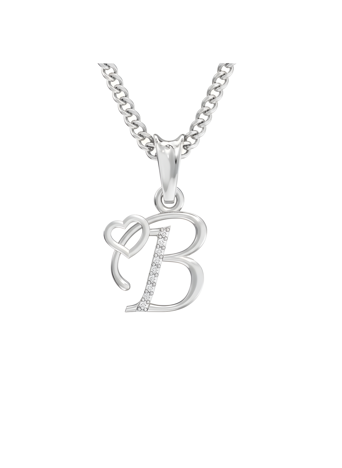 B Initial Alphabet Diamond Pendant - Diamond Jewellery