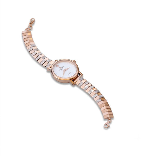Elegant Rose Gold Women's Watch with American Diamonds - Quartz Movement
