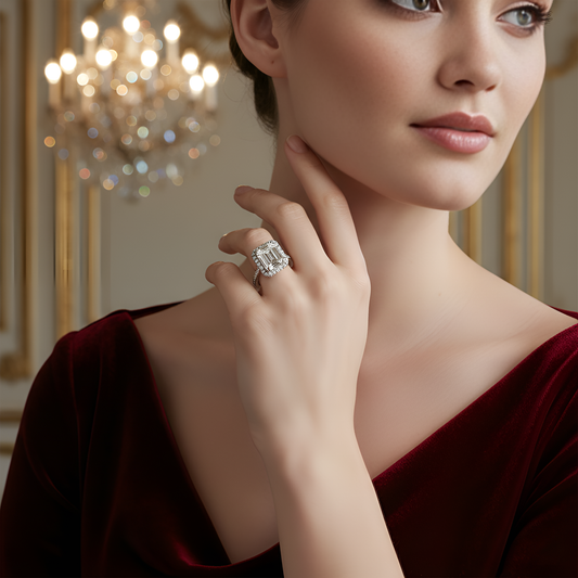 Moissanite Diamond Ring in 92.5 Sterling Silver