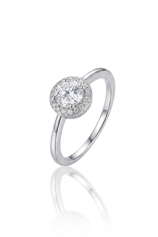 925 Sterling Silver Ring for Women Round Halo American Diamond Engagement Band