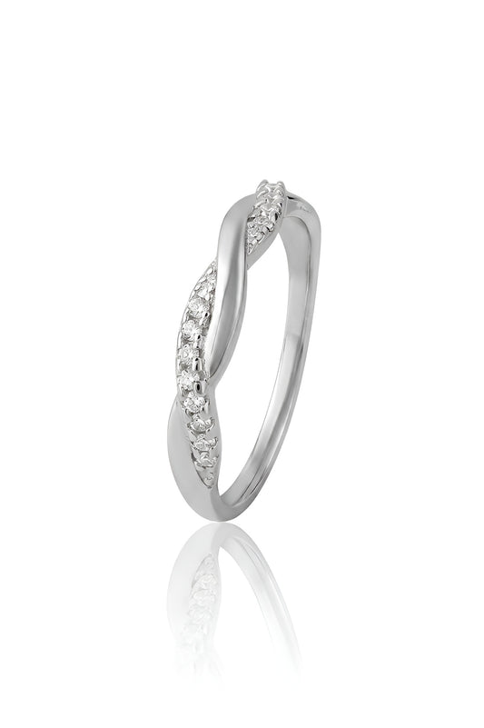 925 Sterling Silver Women Ring American Diamond Twisted Infinity Band Luxury Gift