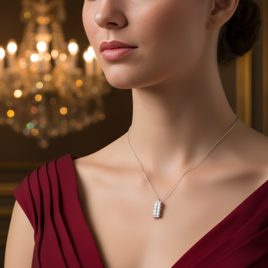 Elegant 92.5 Sterling Silver Chain Necklace with Moissanite Diamonds