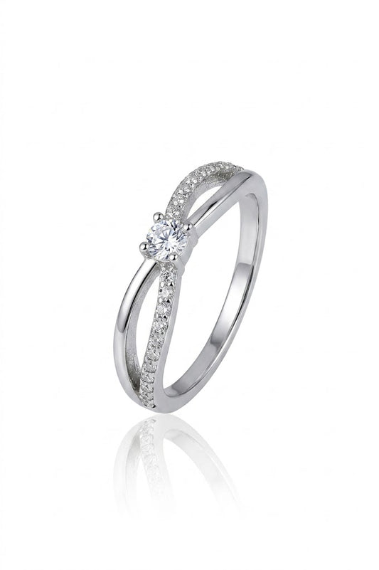 925 Sterling Silver Women Ring American Diamond Split Shank Wedding Engagement Band