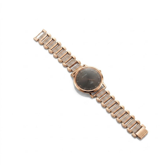 Titan 18kt Rose Gold Watch with American Diamond Accents – Elegant Luxury Timepiece