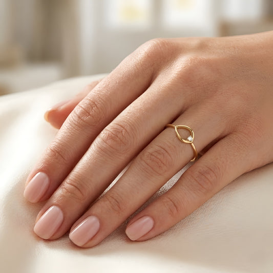 18KT Yellow Gold Moissanite Designer Ring - BIS Hallmarked Nakrani Gold