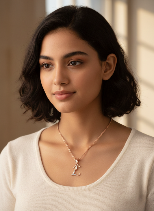 L Initial Alphabet Diamond Pendant - Diamond Jewellery