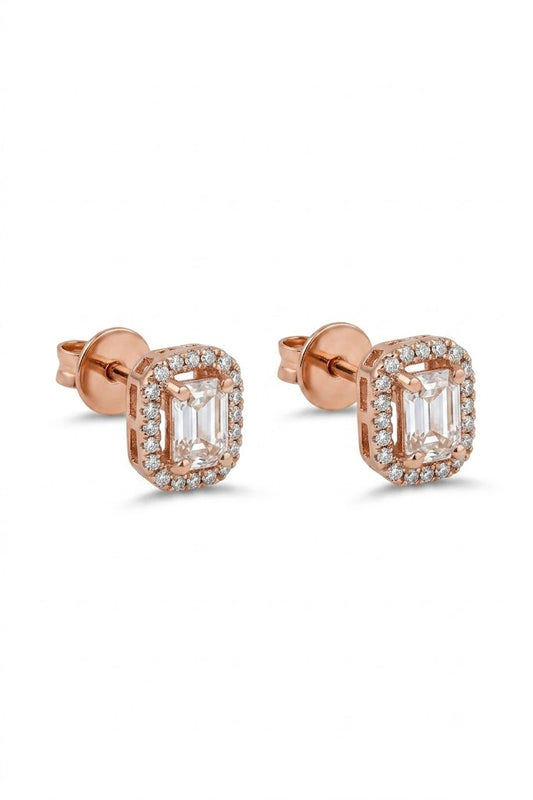 Exquisite Rose Gold Cluster Stud Earrings with Brilliant Diamonds