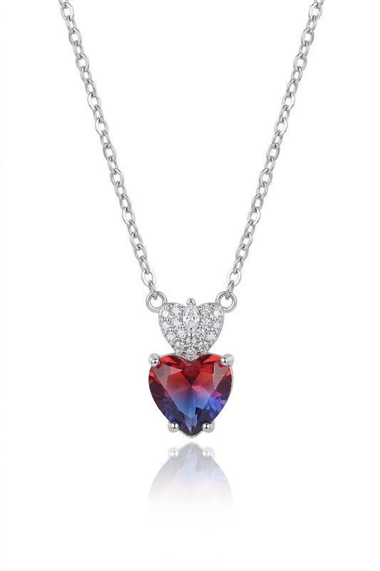 Elegant 925 Sterling Silver Gradient Heart Pendant Necklace for Women