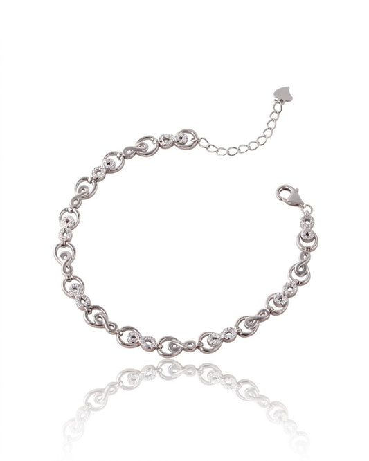 Silver Infinity Link Bracelet Women American Diamond Adjustable Gift