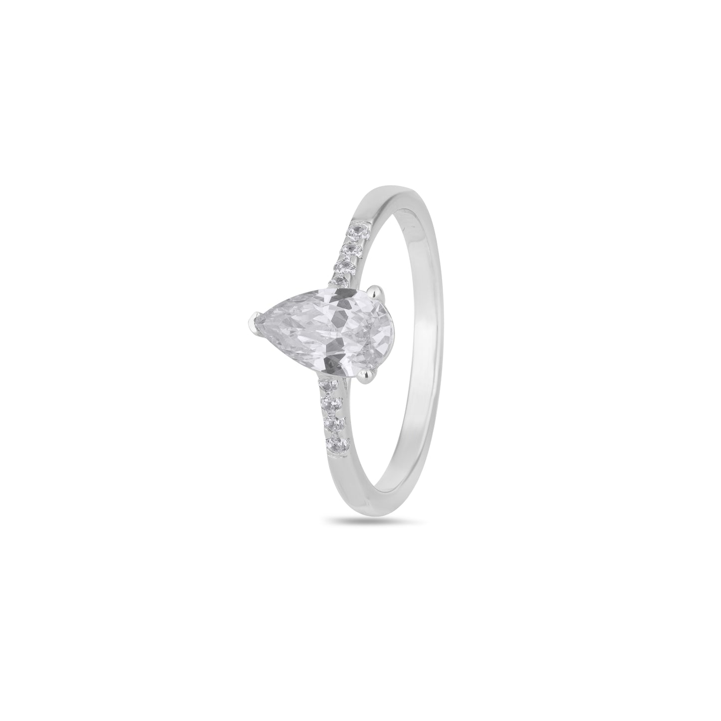 925 Sterling Silver Ring Women American Diamond Pear Cut Engagement Wedding Band
