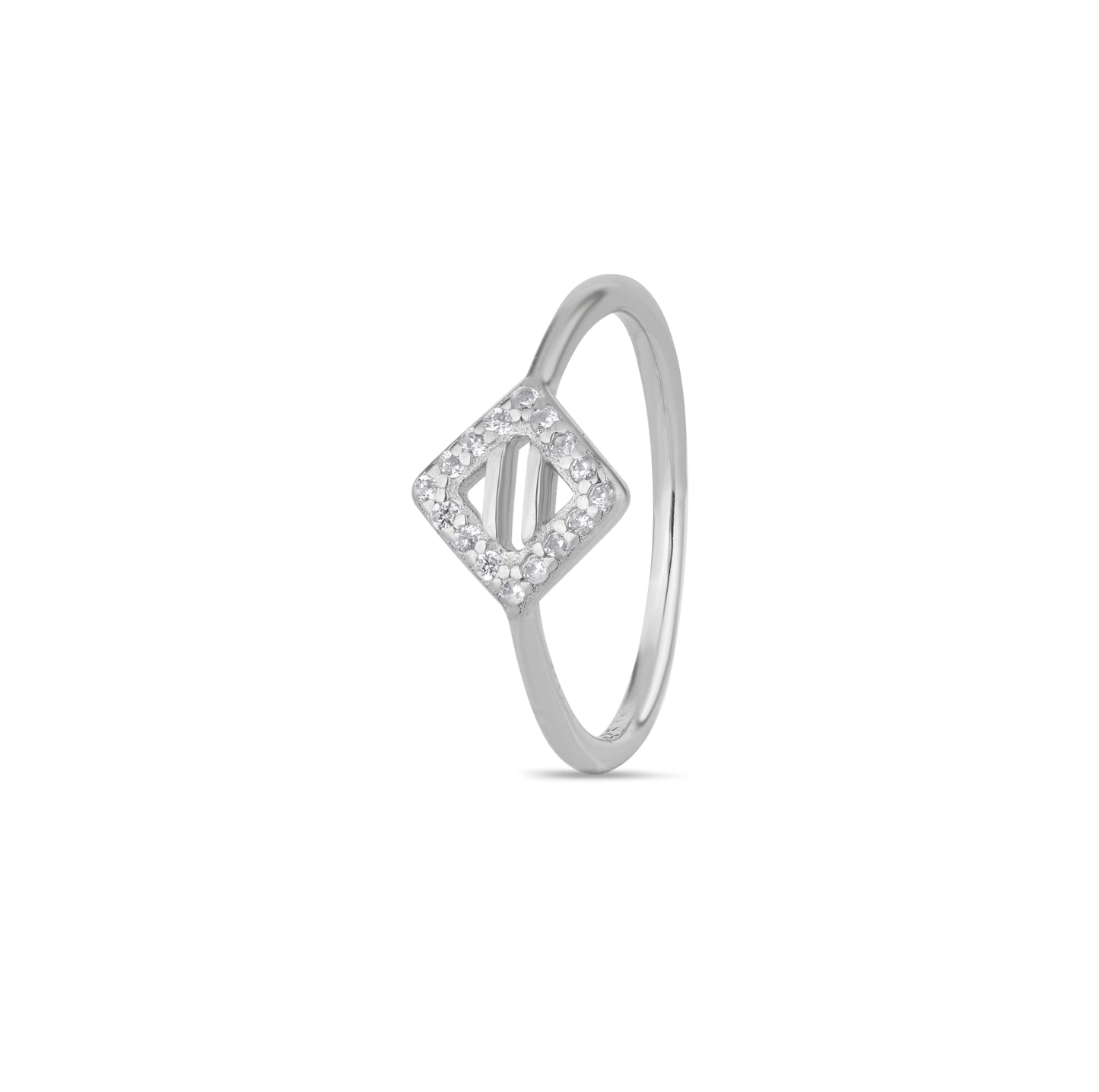 Elegant 925 Sterling Silver Square Halo American Diamond Ring