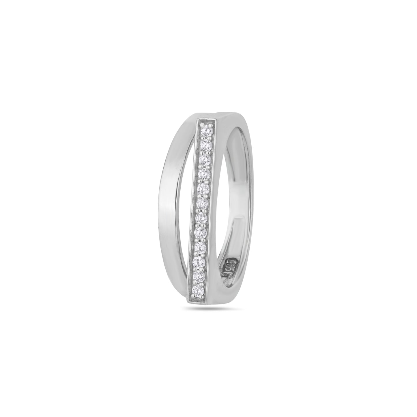 925 Sterling Silver Geometric Ring for Women American Diamond Double Band Jewelry