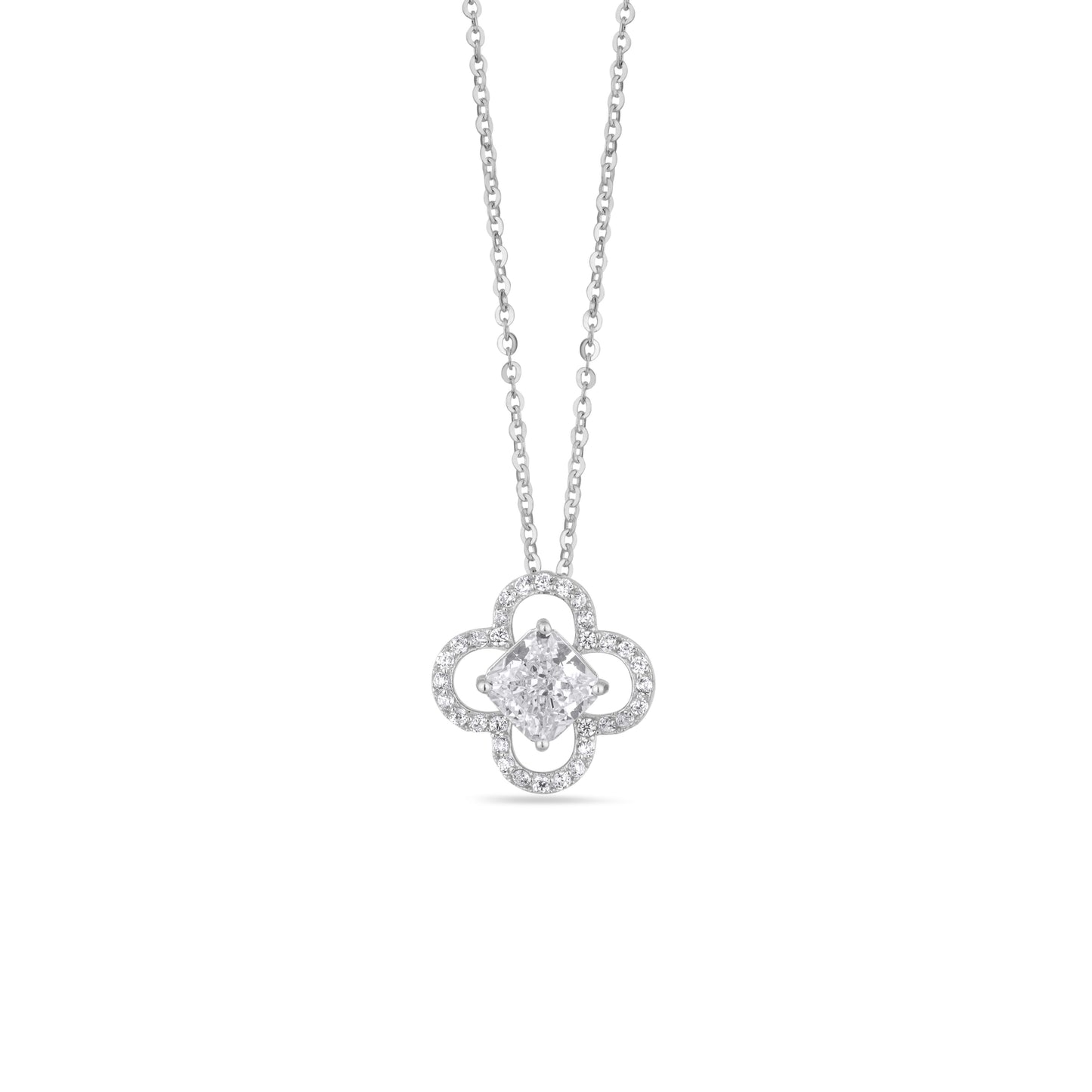 Silver Clover Pendant Necklace Women American Diamond Chain Gift | Van Cleef chain