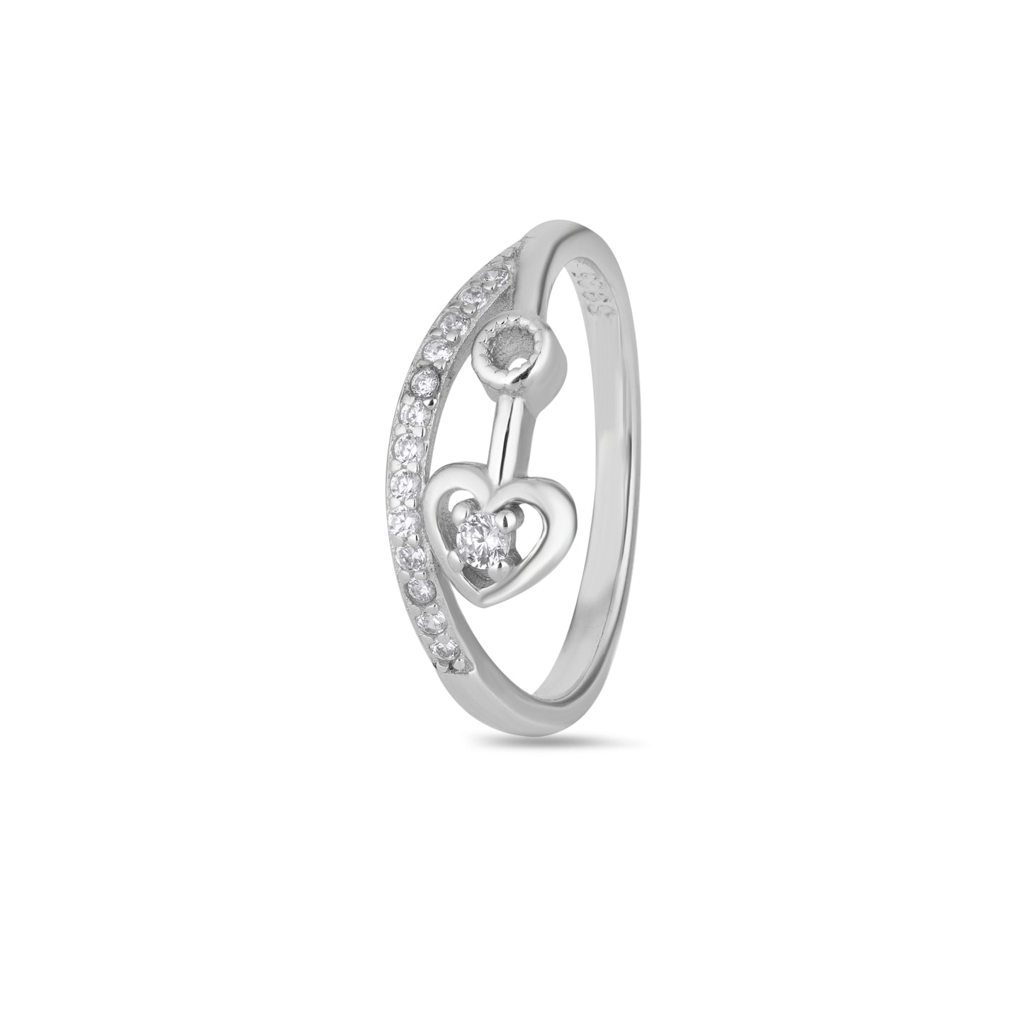 925 Sterling Silver Heart Ring for Women American Diamond Promise Band Gift Boxed