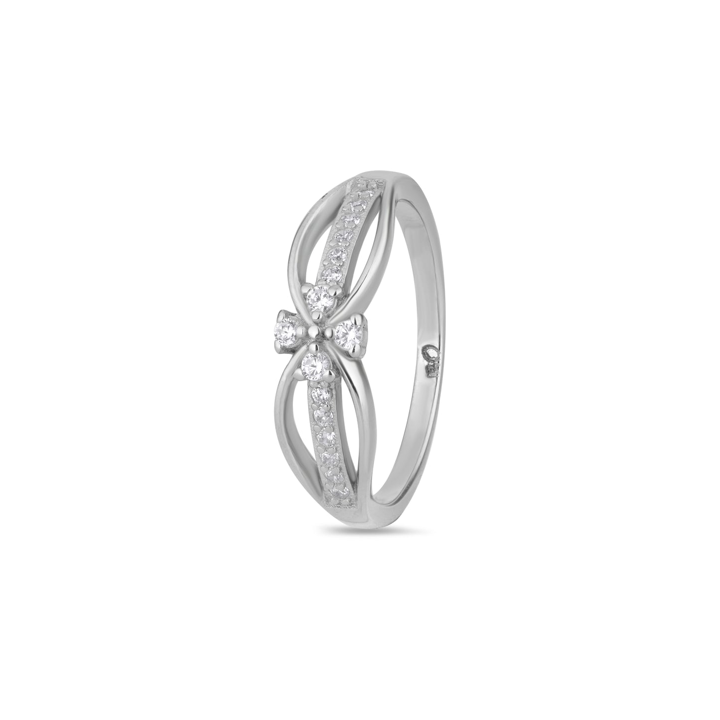 925 Sterling Silver American Diamond Ring for Women - Elegant Knot Stackable Band