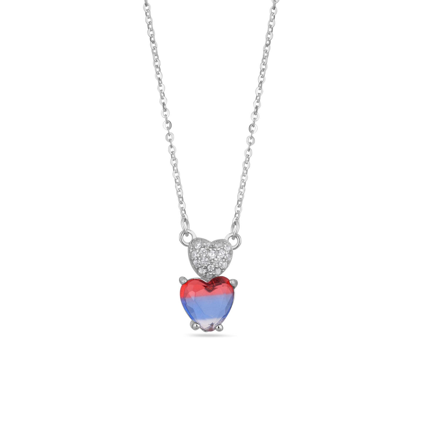 Elegant 925 Sterling Silver Gradient Heart Pendant Necklace for Women