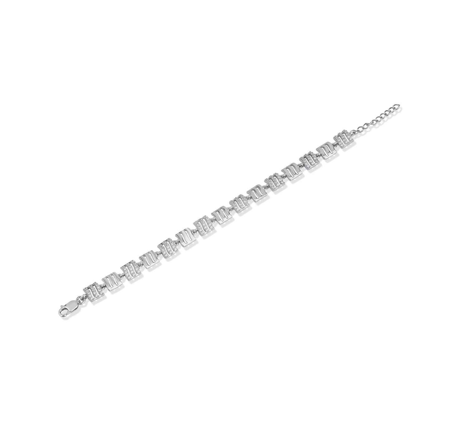 925 Sterling Silver Bracelet for Women American Diamond Adjustable Link Jewelry