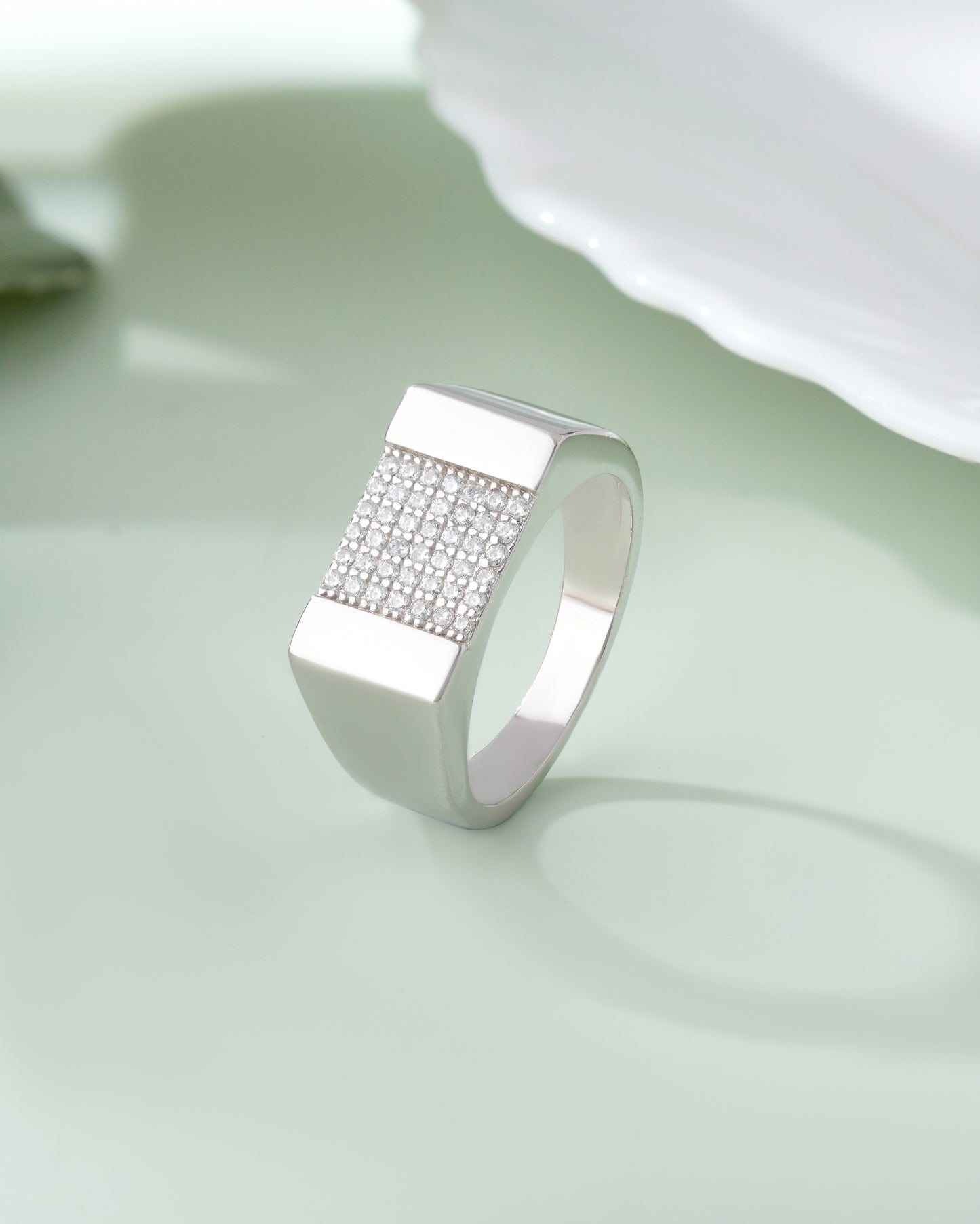 Men’s Moissanite Diamond Ring 925 Sterling Silver Solid Band