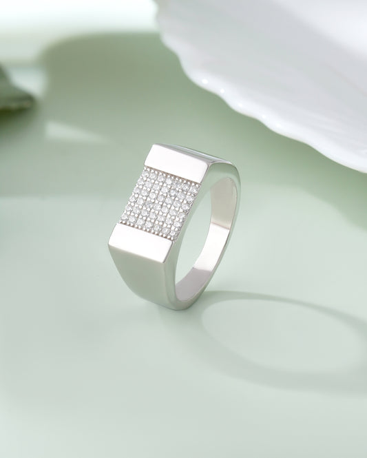 Men’s Moissanite Diamond Ring 925 Sterling Silver Solid Band