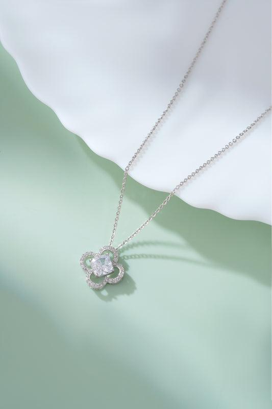 Silver Clover Pendant Necklace Women American Diamond Chain Gift | Van Cleef chain
