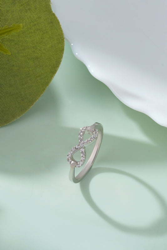 925 Sterling Silver Infinity Ring Women American Diamond CZ Band Promise Gift New