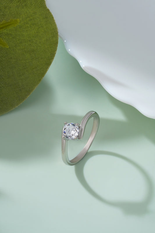 925 Sterling Silver Ring for Women American Diamond Minimalist Engagement Band