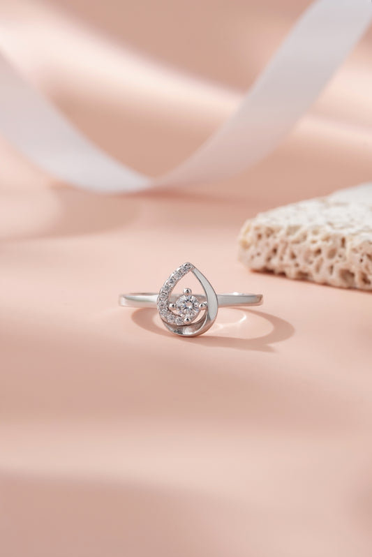 925 Sterling Silver Women Ring American Diamond Moissanite Promise Band
