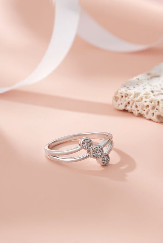 925 Sterling Silver Women Ring American Diamond Cubic Zirconia Statement Band Jewelry
