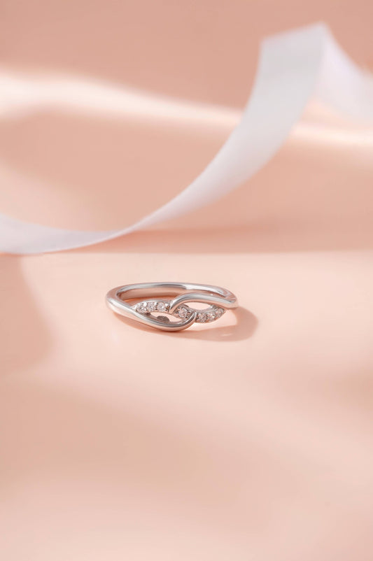 925 Sterling Silver American Diamond Infinity Swirl Ring for Women