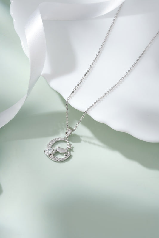925 Sterling Silver Reindeer Pendant Necklace for Women