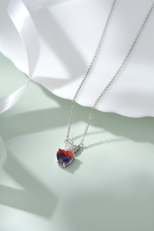 Elegant 925 Sterling Silver Gradient Heart Pendant Necklace for Women