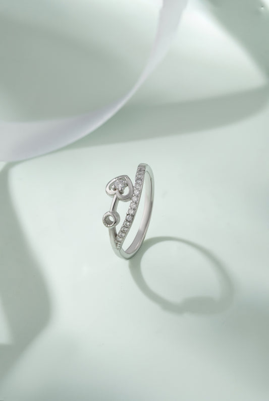 925 Sterling Silver Heart Ring for Women American Diamond Promise Band Gift Boxed