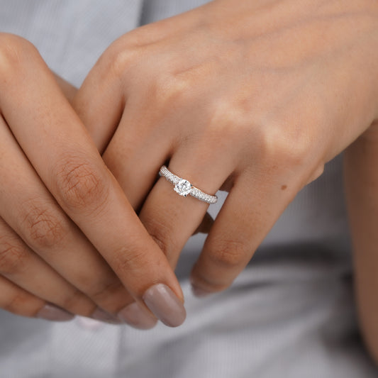 elegant solitaire Moissanite diamond ring