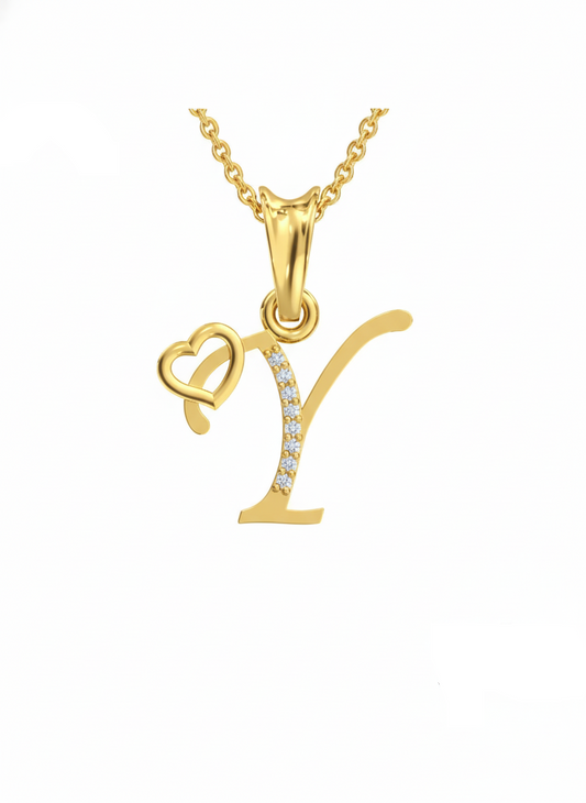 Y Initial Alphabet Diamond Pendant - Diamond Jewellery