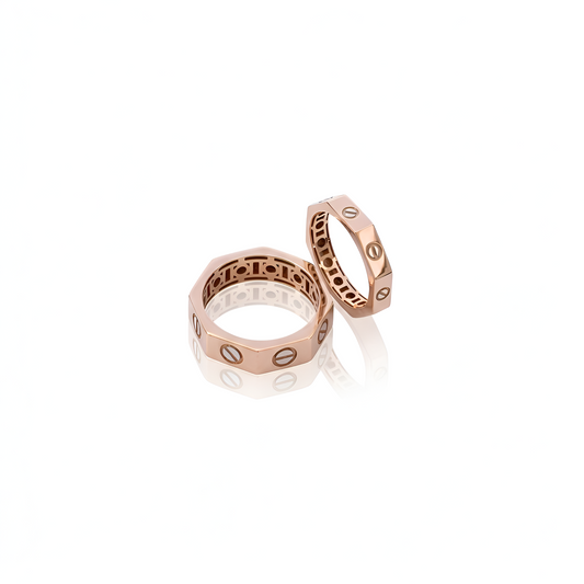 Couple Rings – Modern Screw Motif Design