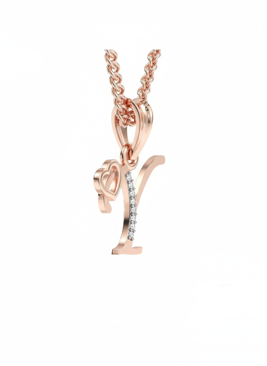 Y Initial Alphabet Diamond Pendant - Diamond Jewellery