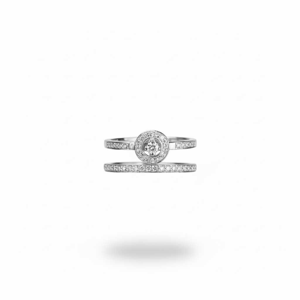 Moissanite Diamond Halo Ring Set