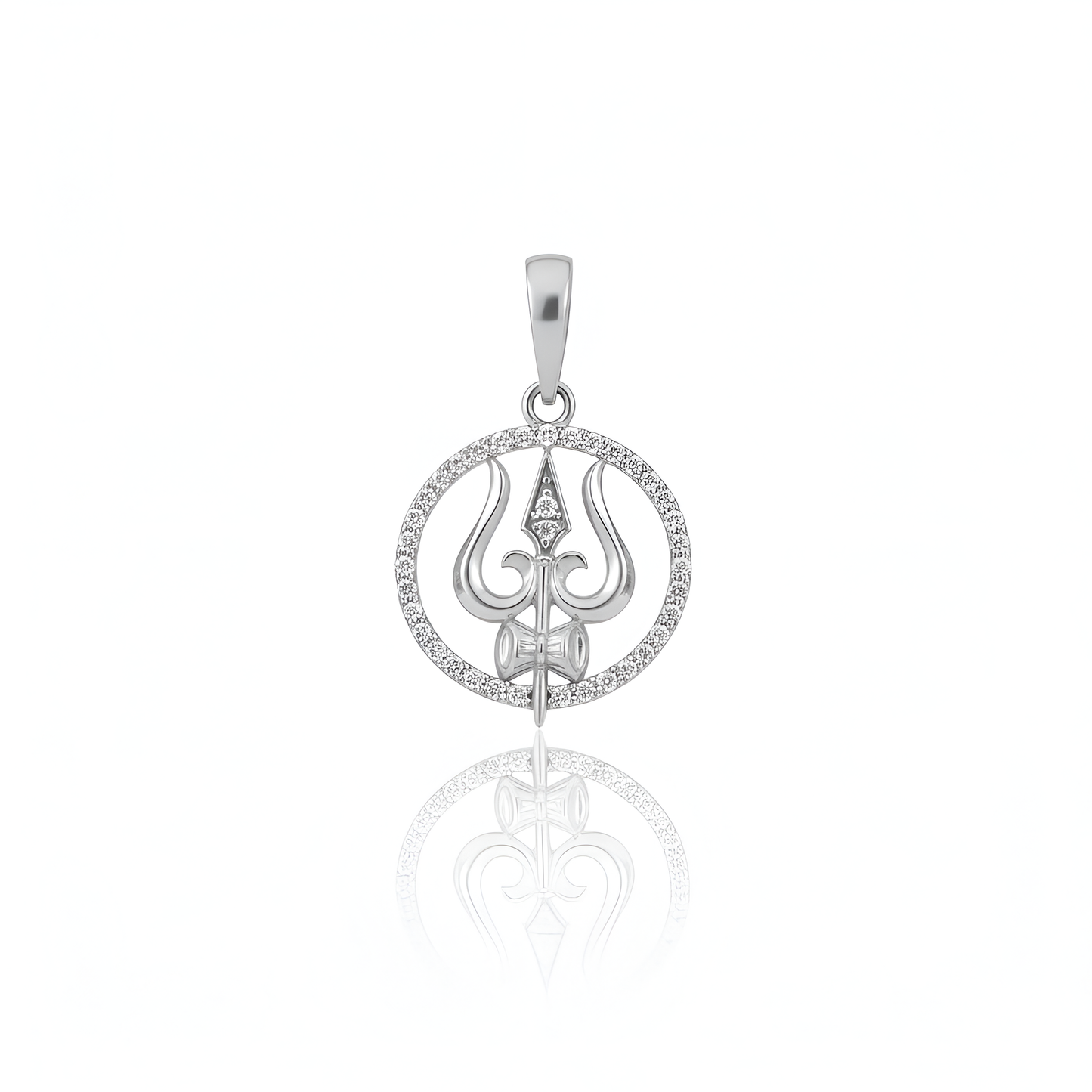 Gold Trishul Men Pendant with American Diamonds – Spiritual Elegance