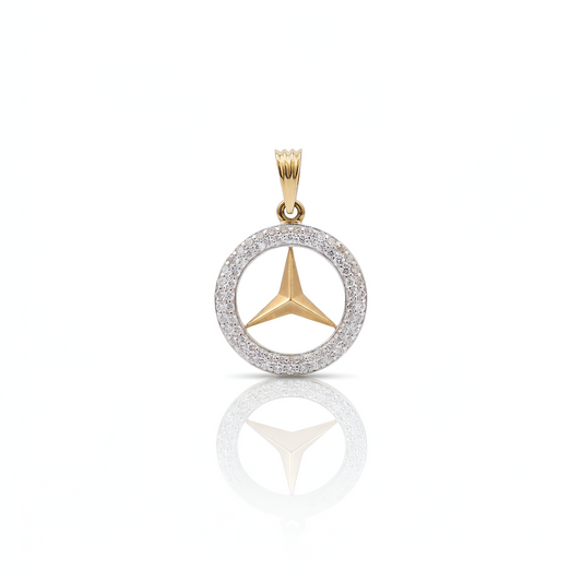 Luxury-Inspired Mercedes symbol men Pendant with American Diamonds