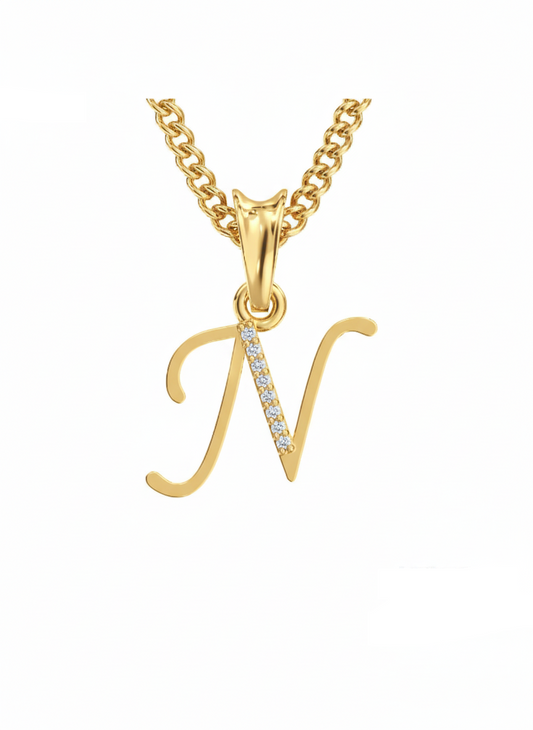N Initial Alphabet Diamond Pendant - Diamond Jewellery
