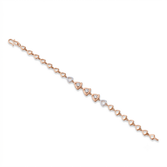 Designer Gold Bracelet with American Diamonds – Stylish Triangle Pattern