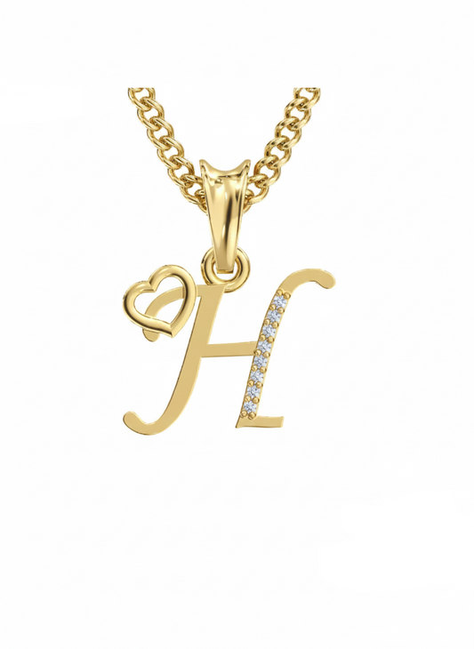 H Initial Alphabet Diamond Pendant - Diamond Jewellery