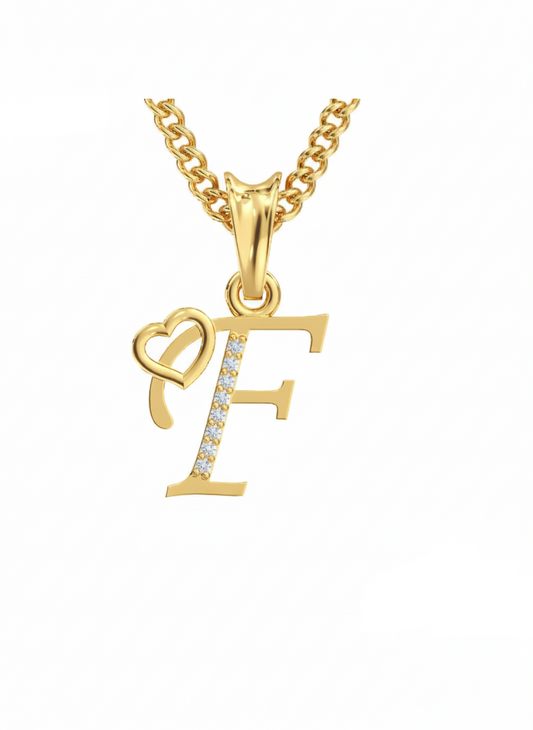 F Initial Alphabet Diamond Pendant - Diamond Jewellery