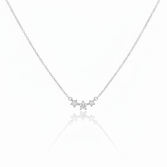 92.5 Sterling Silver Chain Necklace with Moissanite Diamond / Lab grown diamond